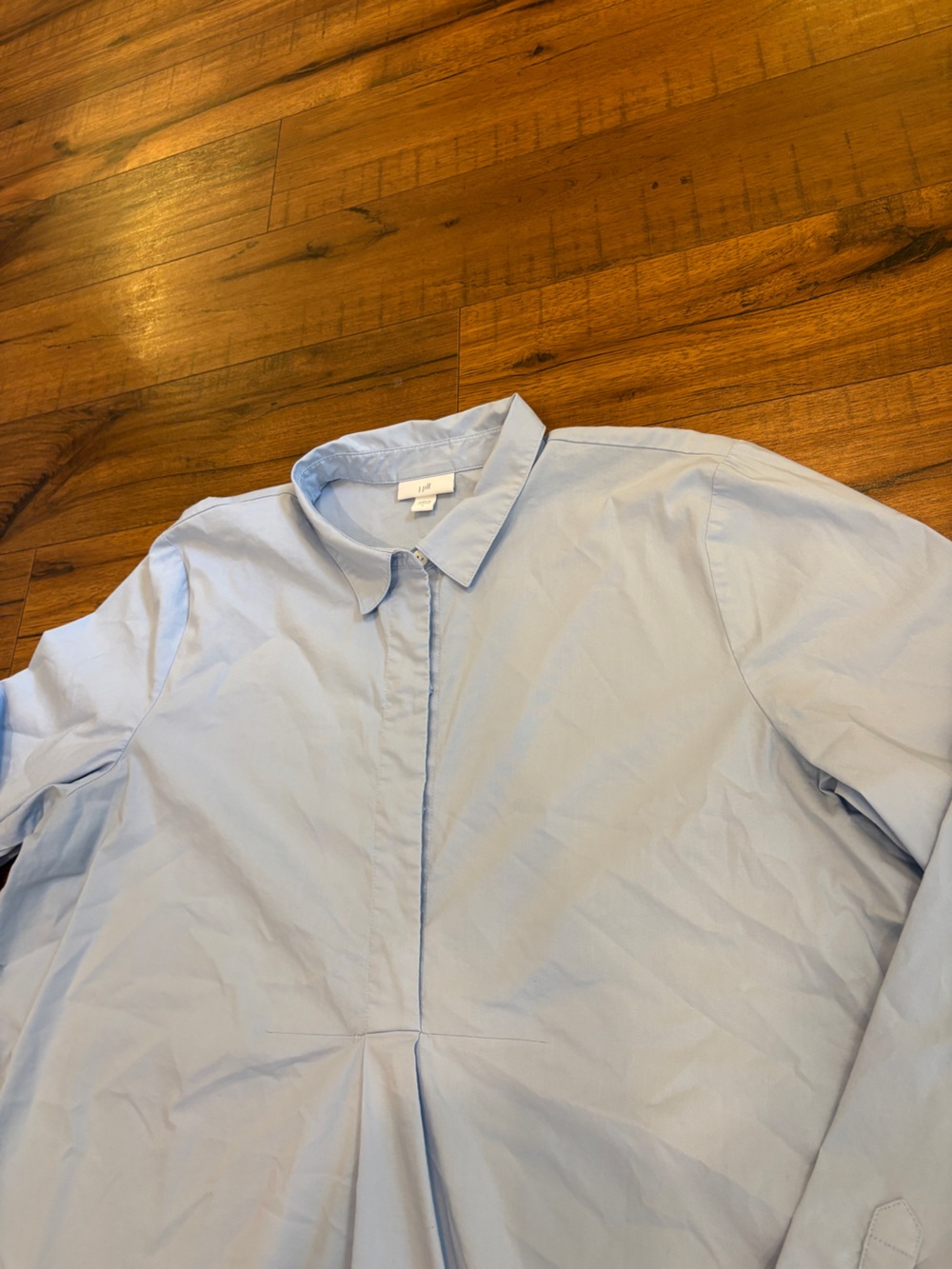 J Jill Long Sleeve Baby Blue Blouse Tunic Size Large 1/4 Button Up Top
